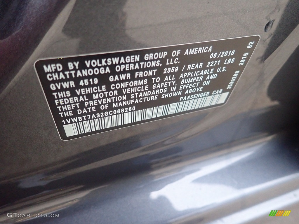 2016 Passat SE Sedan - Platinum Gray Metallic / Titan Black photo #27