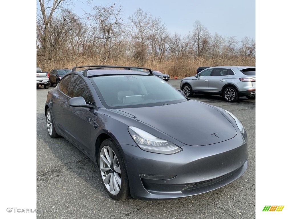 2018 Model 3 Long Range - Midnight Silver Metallic / Black photo #1