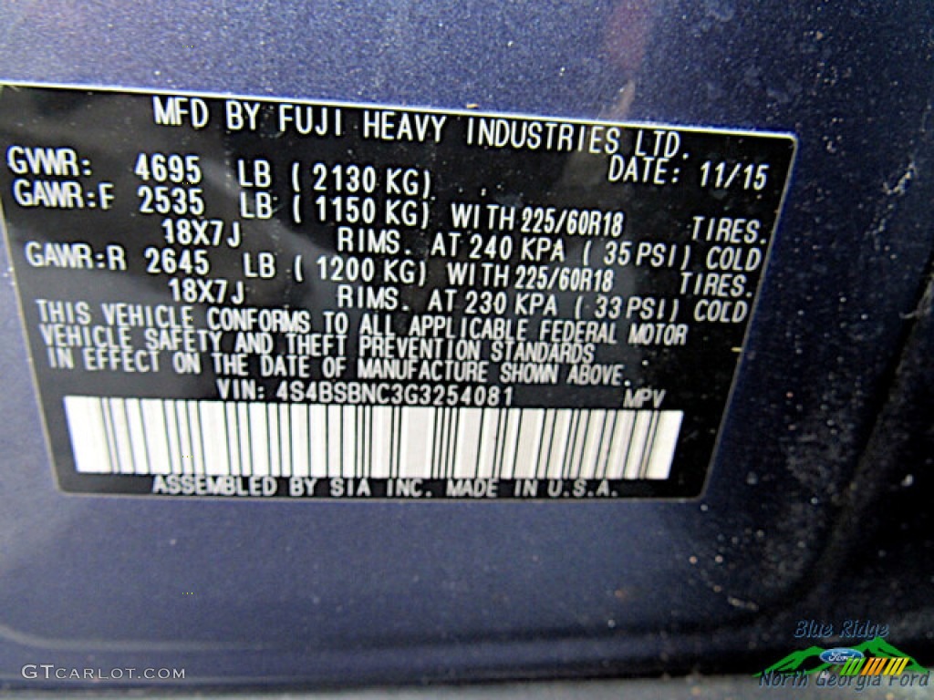 2016 Outback 2.5i Limited - Twilight Blue Metallic / Warm Ivory photo #23
