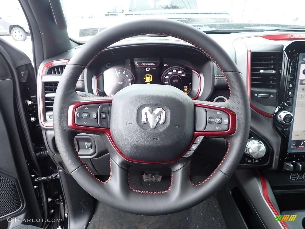 2023 Ram 1500 Rebel Crew Cab 4x4 Red/Black Steering Wheel Photo #145521659