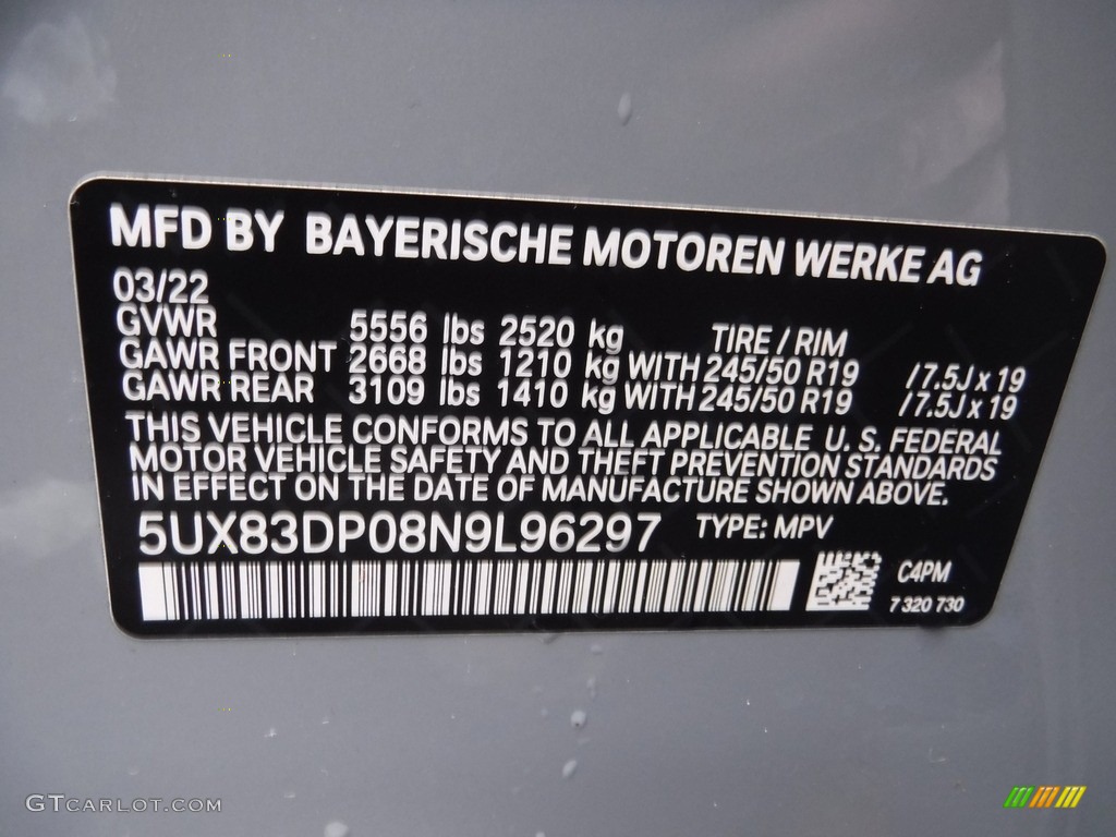 2022 BMW X3 M40i Color Code Photos