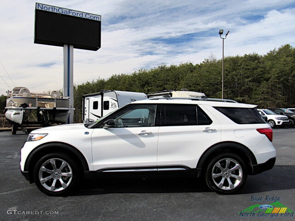 2020 Explorer Platinum 4WD - Star White Metallic Tri-Coat / Sandstone photo #2