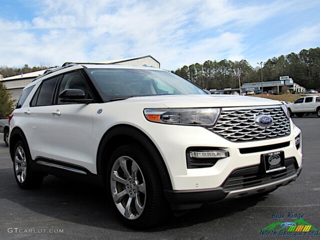 2020 Explorer Platinum 4WD - Star White Metallic Tri-Coat / Sandstone photo #7