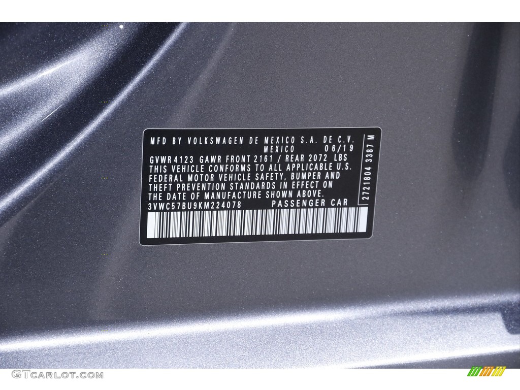 2019 Jetta SE - Platinum Gray Metallic / Titan Black photo #21