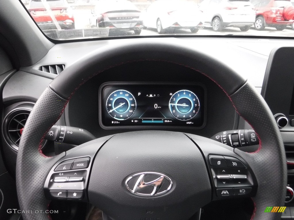 2022 Hyundai Kona N Line AWD Black Steering Wheel Photo #145527203
