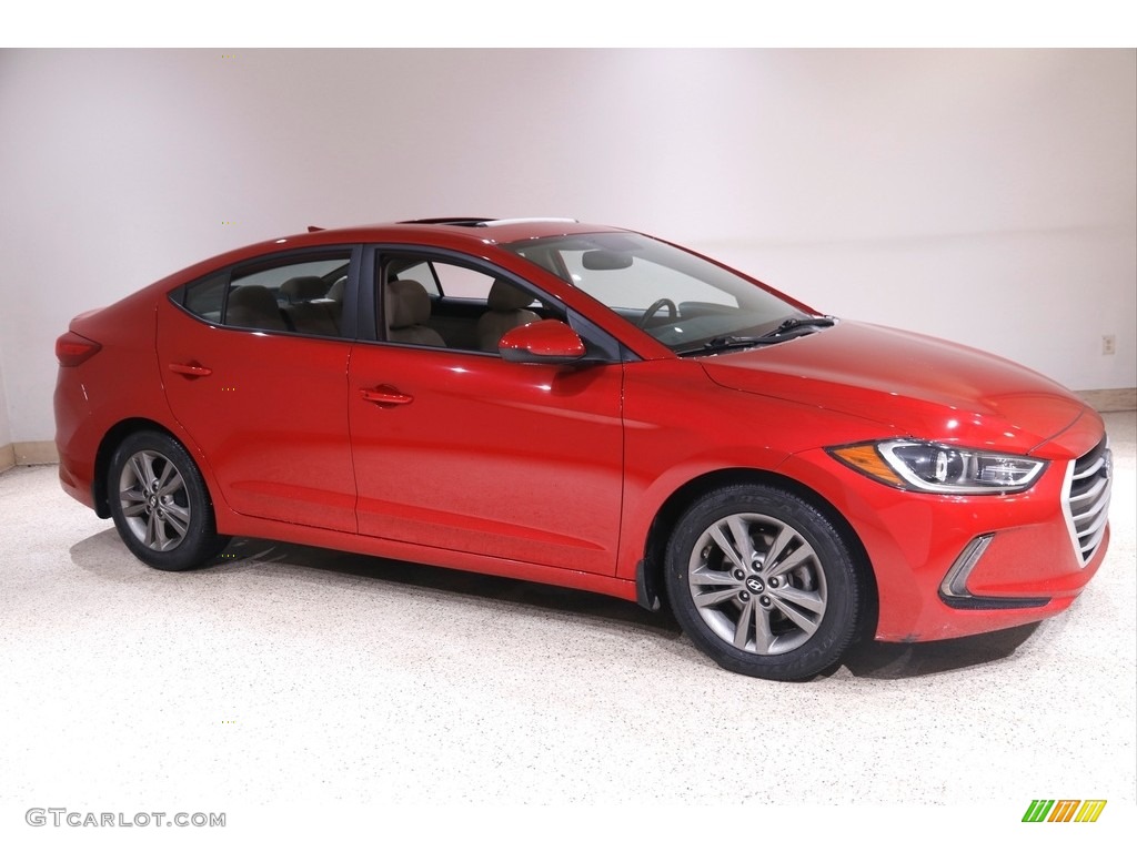2018 Elantra Value Edition - Scarlet Red / Beige photo #1