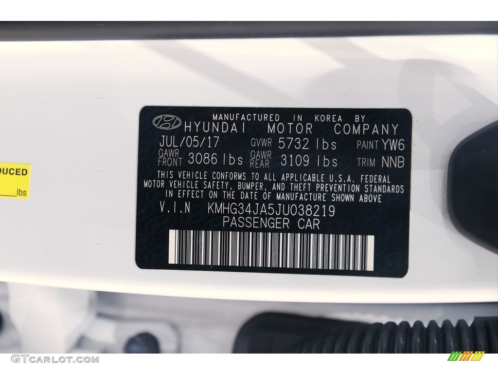 2018 Genesis Color Code YW6 for Casablanca White Photo #145534353