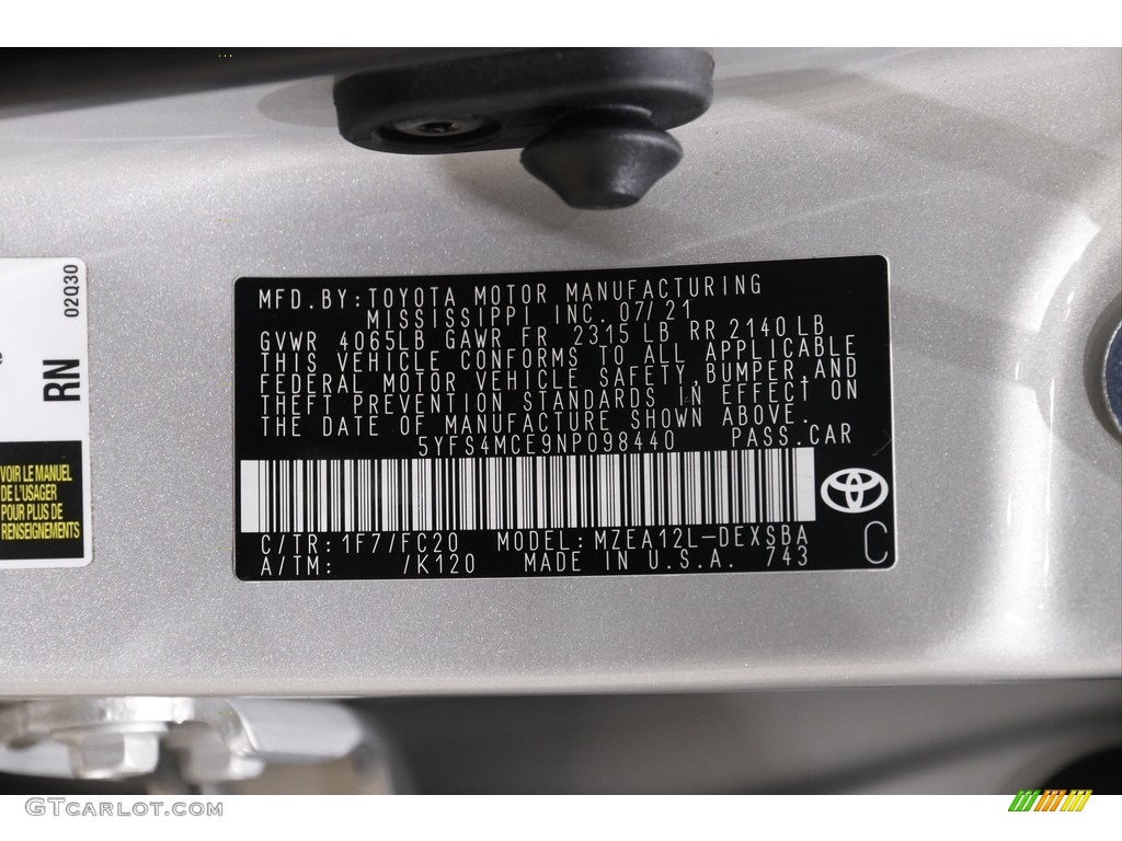 2022 Corolla SE - Classic Silver Metallic / Black photo #20