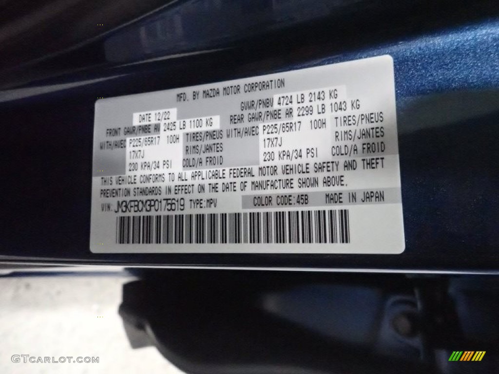2023 CX-5 Color Code 45B for Eternal Blue Mica Photo #145541500