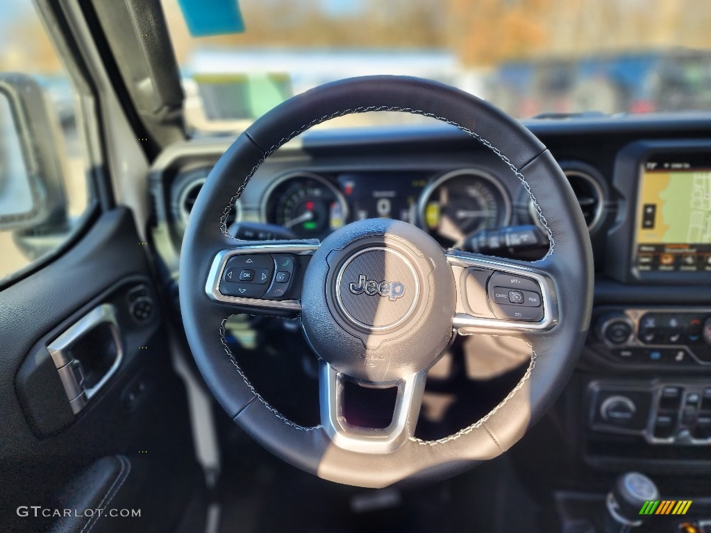 2023 Jeep Wrangler Unlimited Sahara 4XE Hybrid Dark Saddle/Black Steering Wheel Photo #145541542