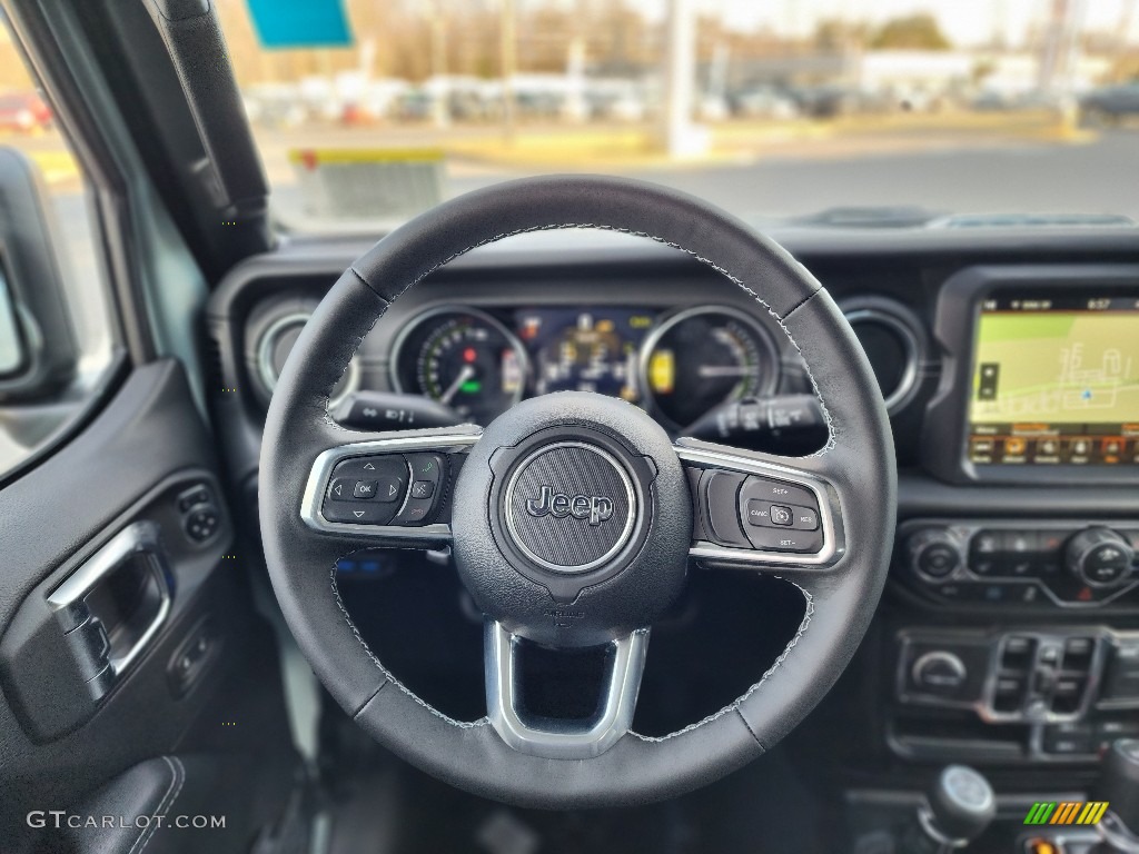 2023 Jeep Wrangler Unlimited Sahara 4XE Hybrid Black Steering Wheel Photo #145541876
