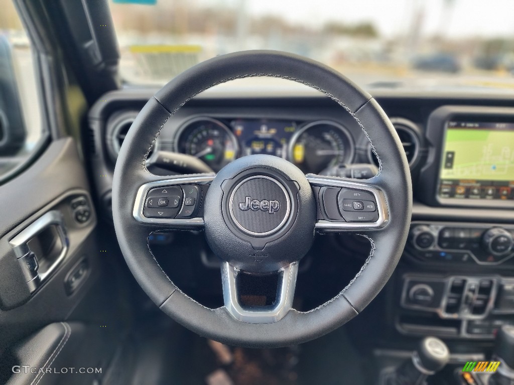 2023 Jeep Wrangler Unlimited Sahara 4XE Hybrid Black Steering Wheel Photo #145542202
