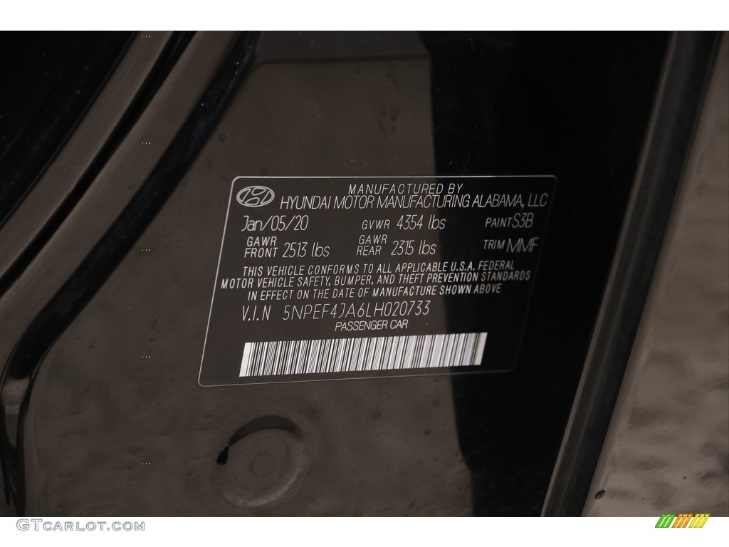 2020 Sonata SEL - Phantom Black / Dark Gray/Camel photo #22