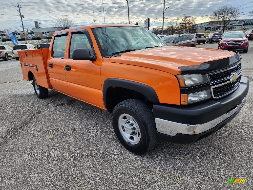 Custom Orange Metallic 2006 Chevrolet Silverado 2500HD Work Truck Crew Cab 4x4 Chassis Exterior Photo #145547995