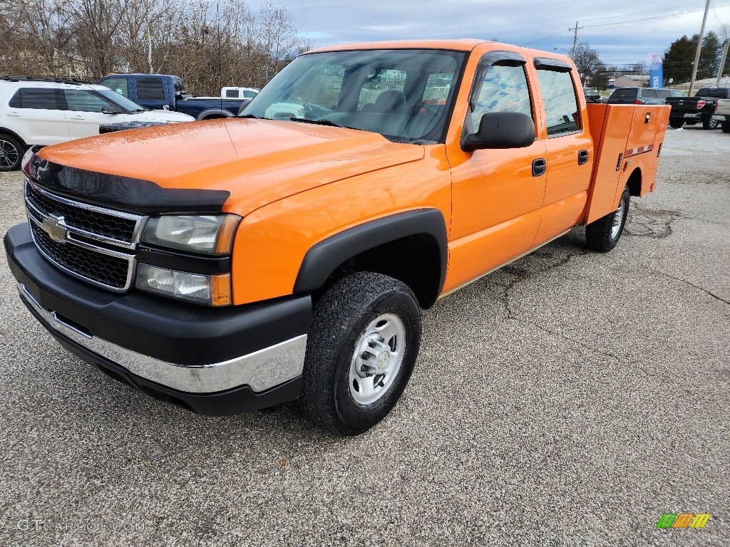 Custom Orange Metallic 2006 Chevrolet Silverado 2500HD Work Truck Crew Cab 4x4 Chassis Exterior Photo #145548067