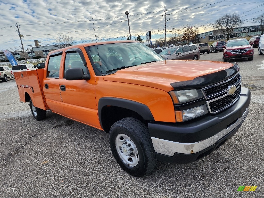 Custom Orange Metallic 2006 Chevrolet Silverado 2500HD Work Truck Crew Cab 4x4 Chassis Exterior Photo #145548274