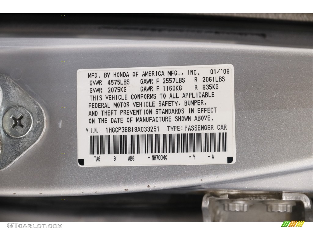 2009 Accord EX-L V6 Sedan - Alabaster Silver Metallic / Gray photo #21