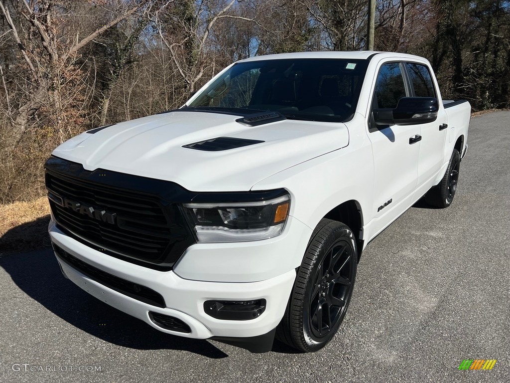 Bright White 2023 Ram 1500 Laramie Night Edition Crew Cab 4x4 Exterior Photo #145553212