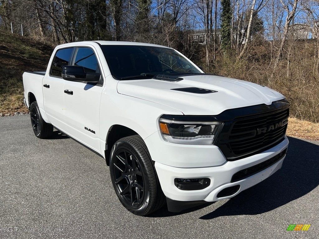 Bright White 2023 Ram 1500 Laramie Night Edition Crew Cab 4x4 Exterior Photo #145553233