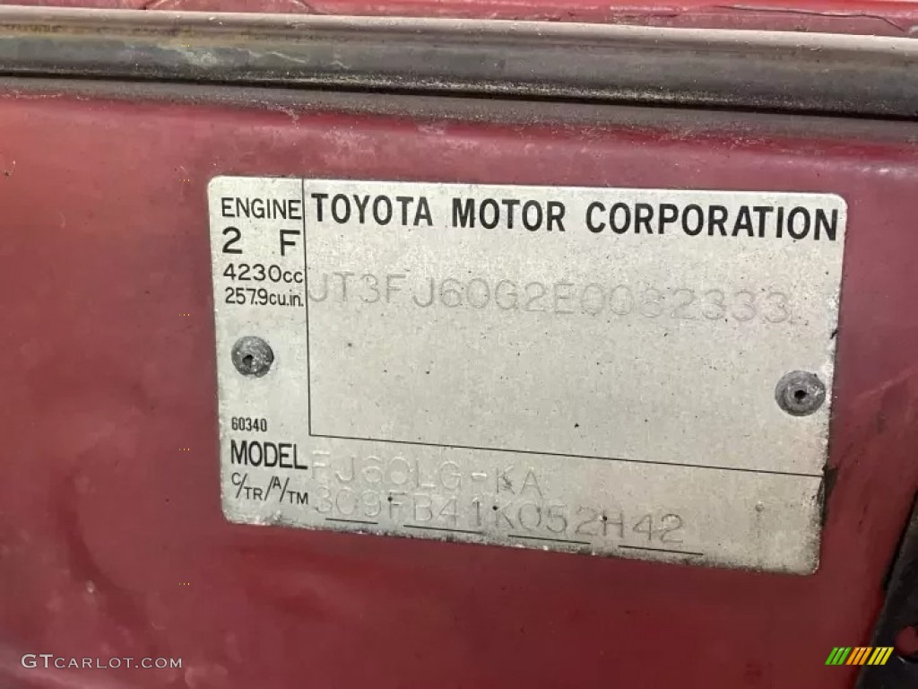 1983 Land Cruiser Color Code 309 for Freeborn Red Photo #145553690