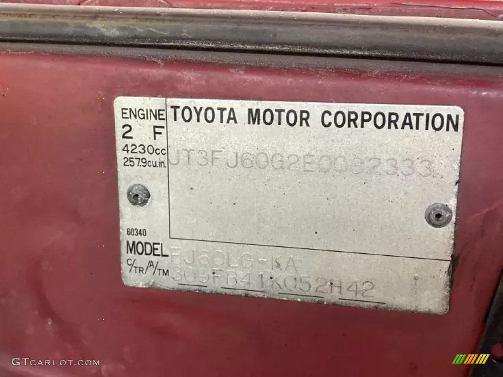 1983 Toyota Land Cruiser FJ60 Color Code Photos