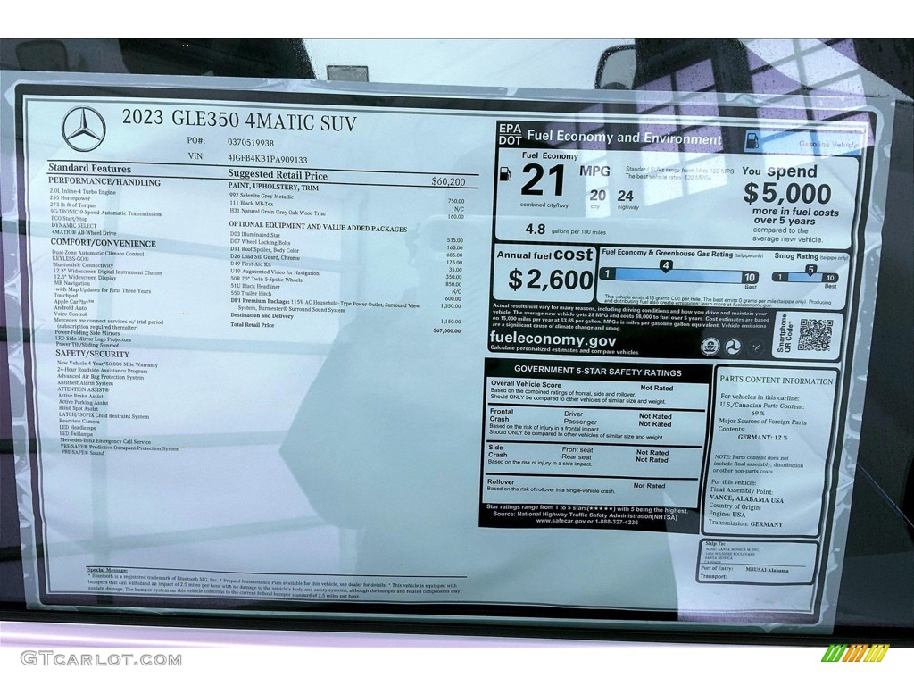 2023 GLE 350 4Matic - Selenite Gray Metallic / Black photo #13