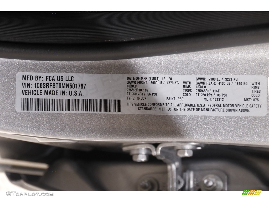 2021 1500 Color Code PSC for Billet Silver Metallic Photo #145558421