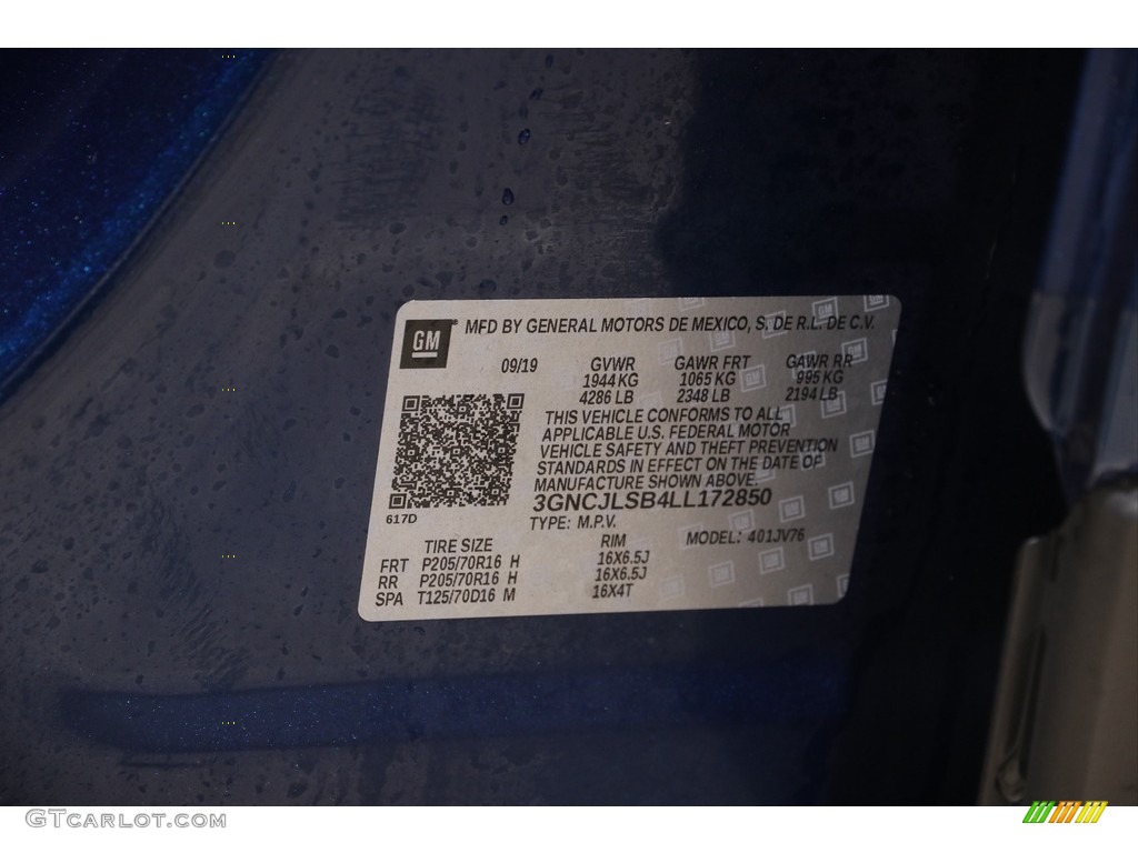 2020 Trax LT - Pacific Blue Metallic / Jet Black photo #20