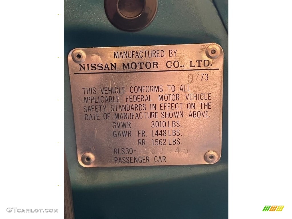 1974 Datsun 260Z Coupe Info Tag Photos