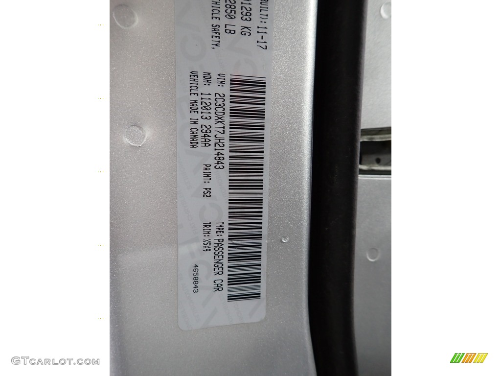 2018 Charger Color Code PS2 for Bright Silver Metallic Photo #145571022