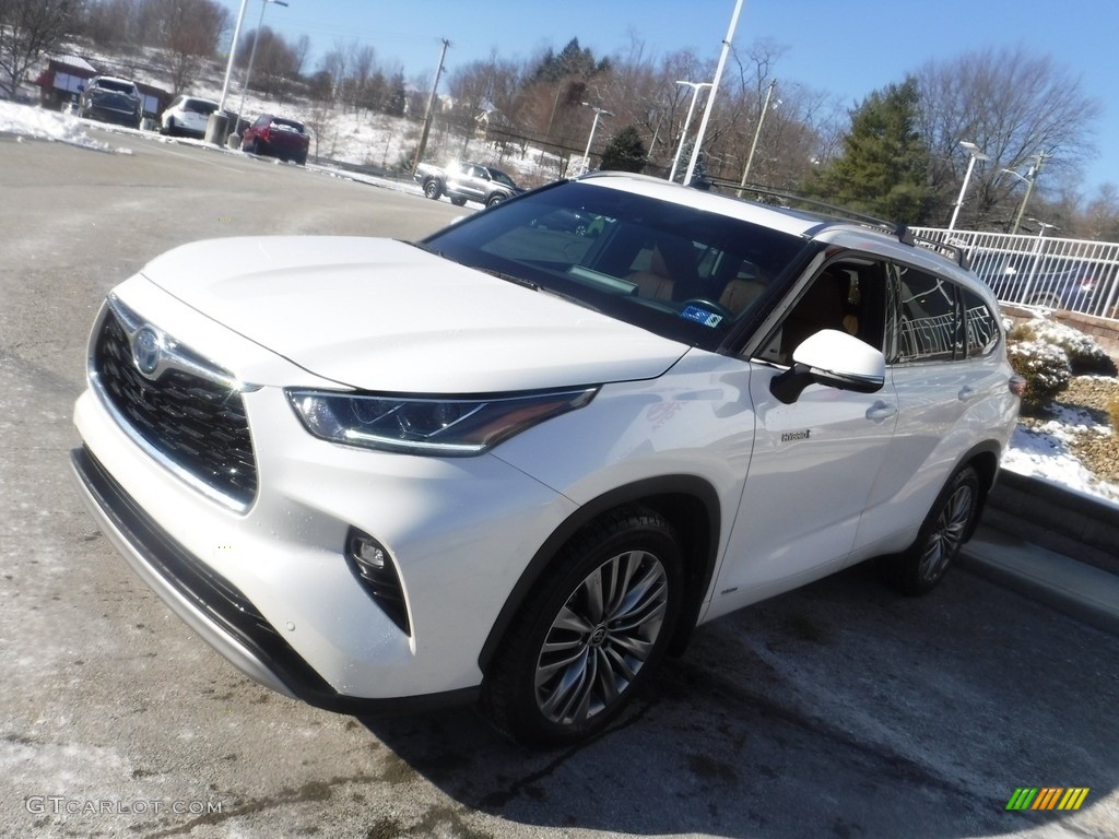 2020 Highlander Hybrid Platinum AWD - Blizzard White Pearl / Glazed Caramel photo #6