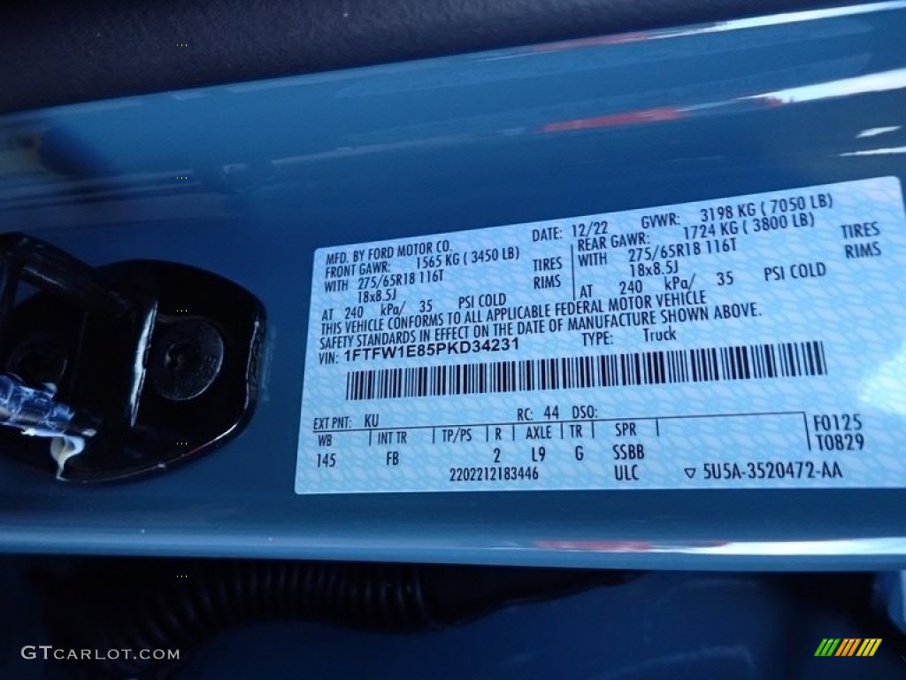 2023 F150 Color Code KU for Area 51 Blue Photo 145576631