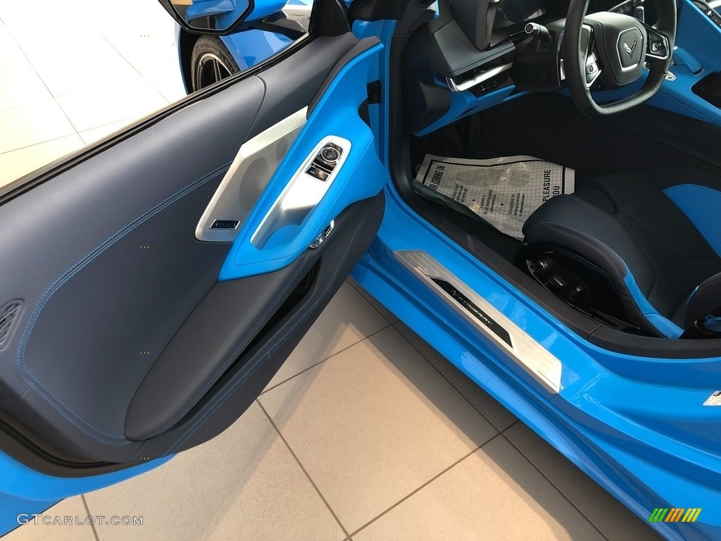 2022 Chevrolet Corvette Stingray Coupe Tension Blue/­Twilight Blue Dipped Door Panel Photo #145583446