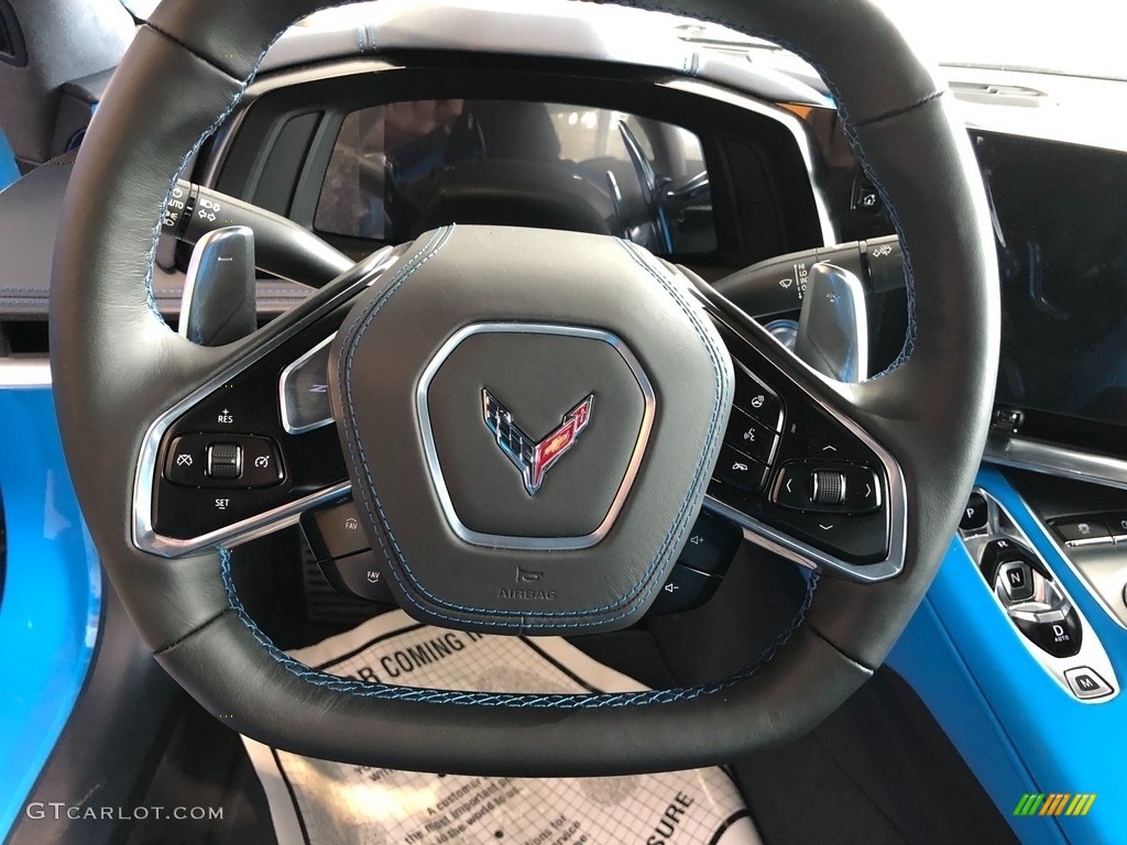 2022 Chevrolet Corvette Stingray Coupe Tension Blue/­Twilight Blue Dipped Steering Wheel Photo #145583525