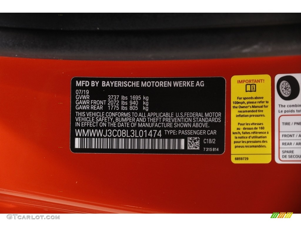 2020 Convertible Color Code C1B for Solaris Orange Metallic Photo #145584293