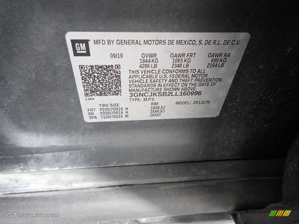 2020 Trax LS - Nightfall Gray Metallic / Jet Black photo #31