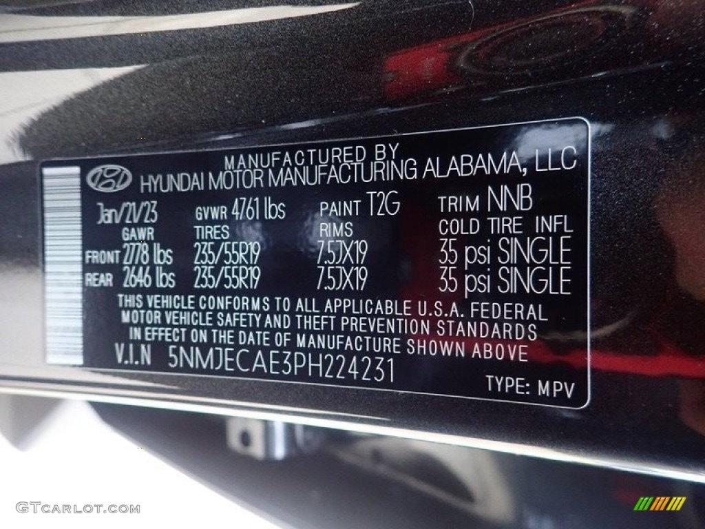 2023 Tucson Color Code T2G for Portofino Gray Photo #145590915