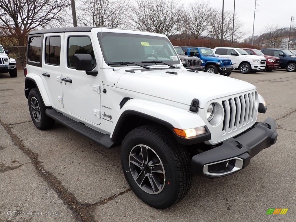Bright White 2023 Jeep Wrangler Unlimited Sahara 4x4 Exterior Photo #145592169
