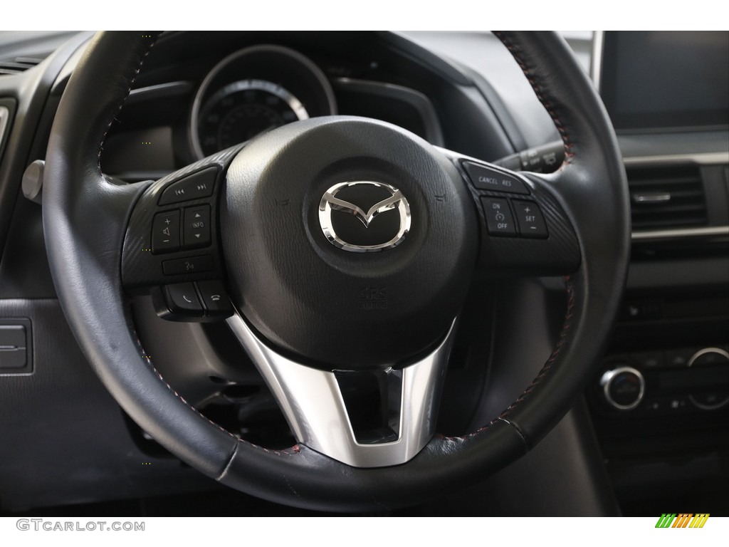 2015 Mazda MAZDA3 i Grand Touring 5 Door Black Steering Wheel Photo #145592433