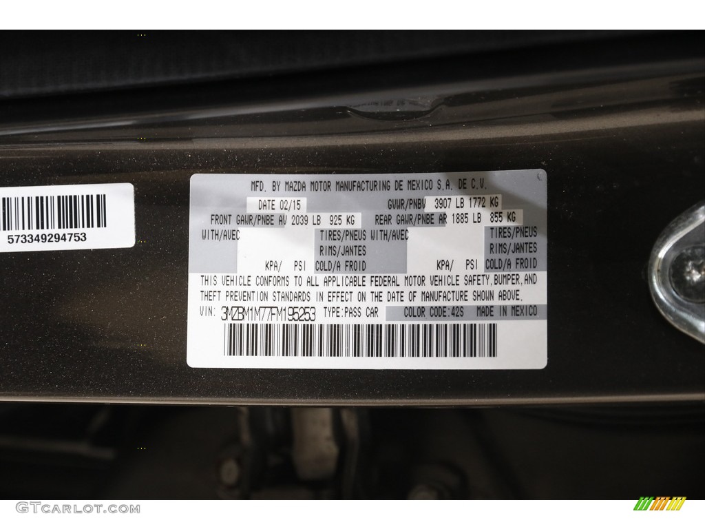 2015 MAZDA3 i Grand Touring 5 Door - Titanium Flash Mica / Black photo #23