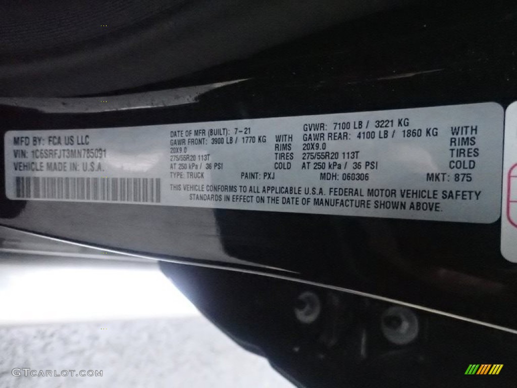 2021 Ram 1500 Laramie Crew Cab 4x4 Color Code Photos