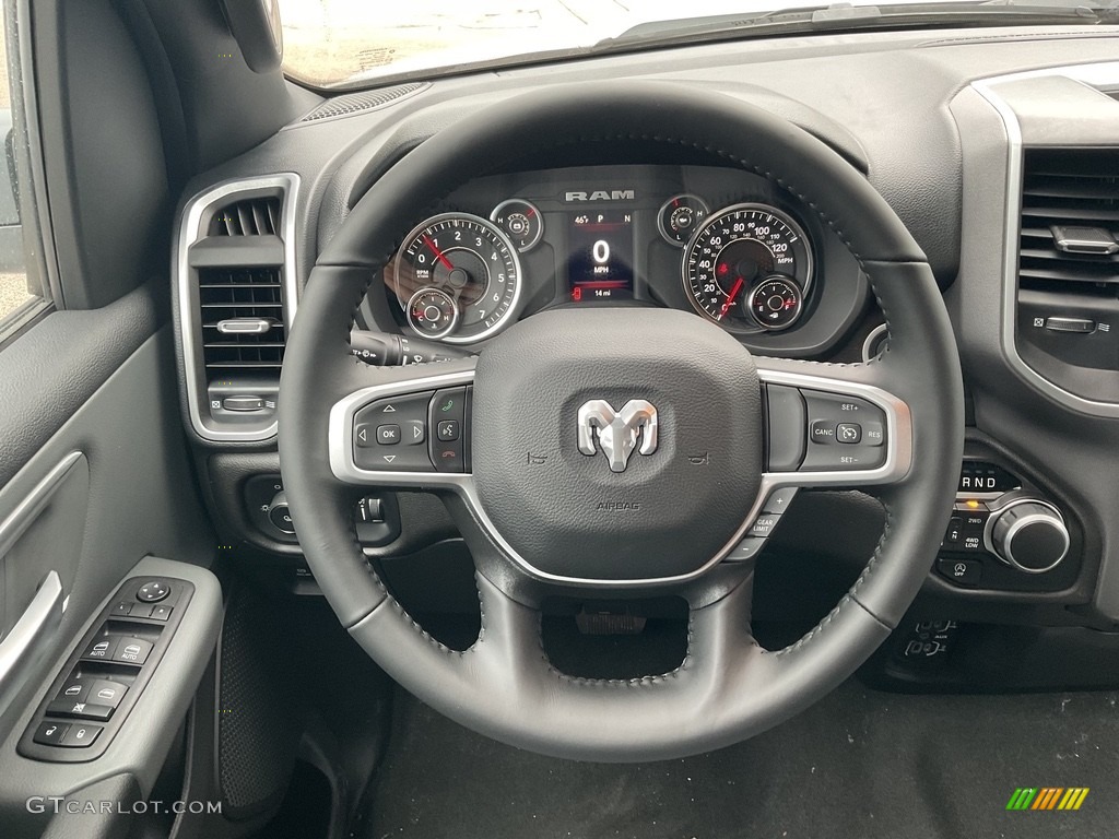 2023 Ram 1500 Big Horn Quad Cab 4x4 Diesel Gray/Black Steering Wheel Photo #145597730