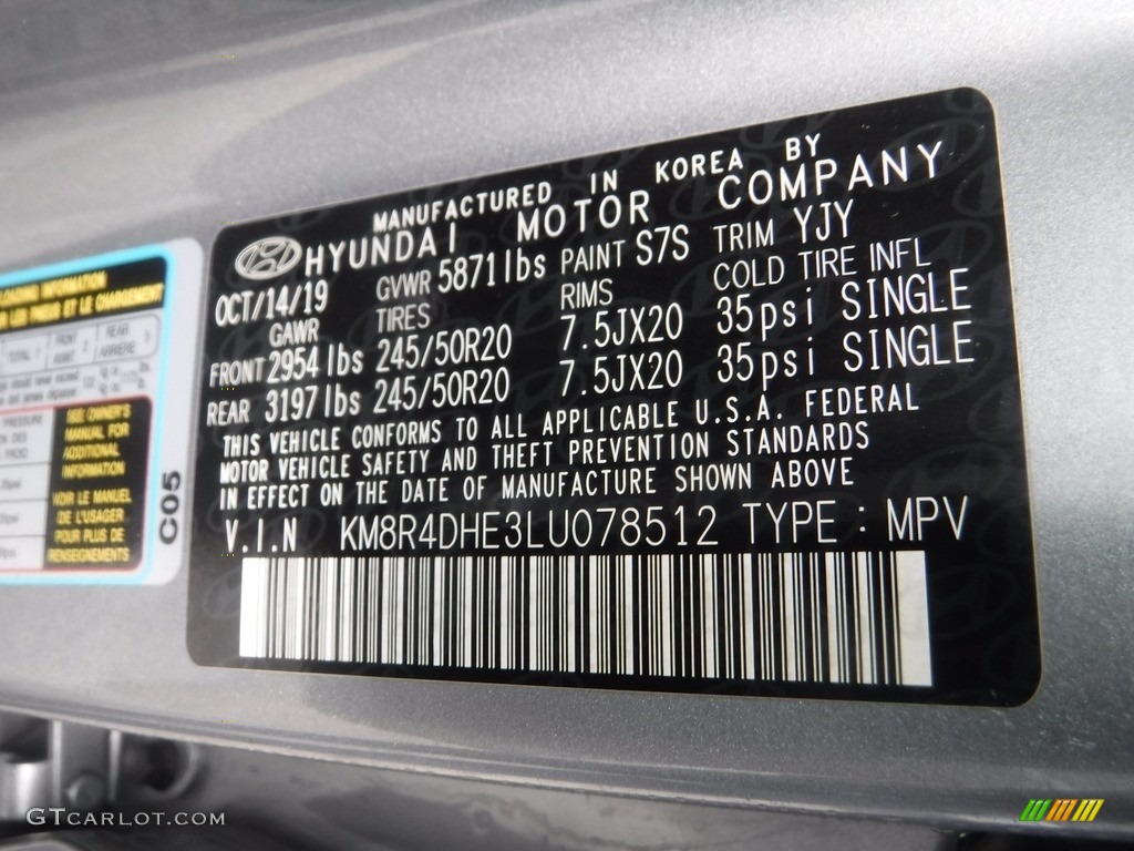 2020 Palisade SEL AWD - Lagoon Silver / Black/Gray photo #33