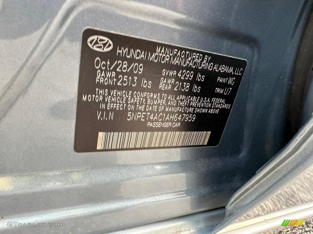 2010 Sonata GLS - Medium Silver Blue / Gray photo #31