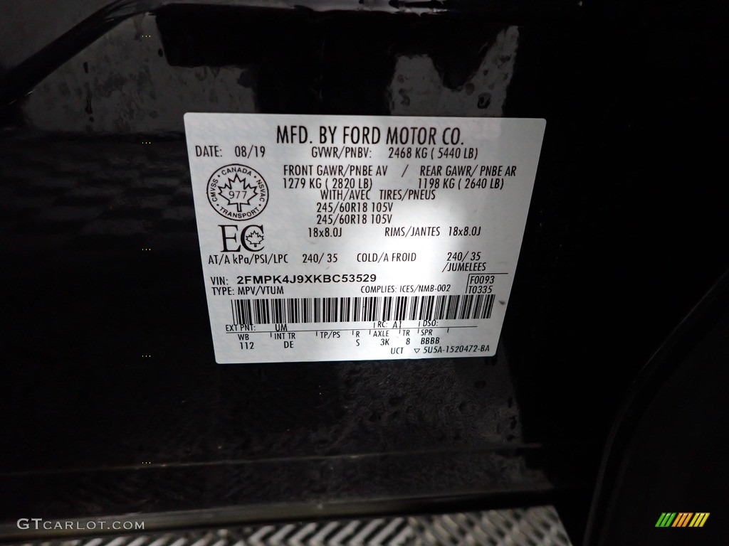 2019 Edge SEL AWD - Agate Black / Ebony photo #32