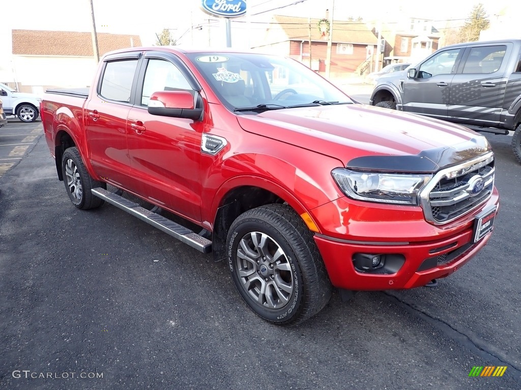 2019 Ranger Lariat SuperCrew 4x4 - Hot Pepper Red Metallic / Medium Stone photo #7
