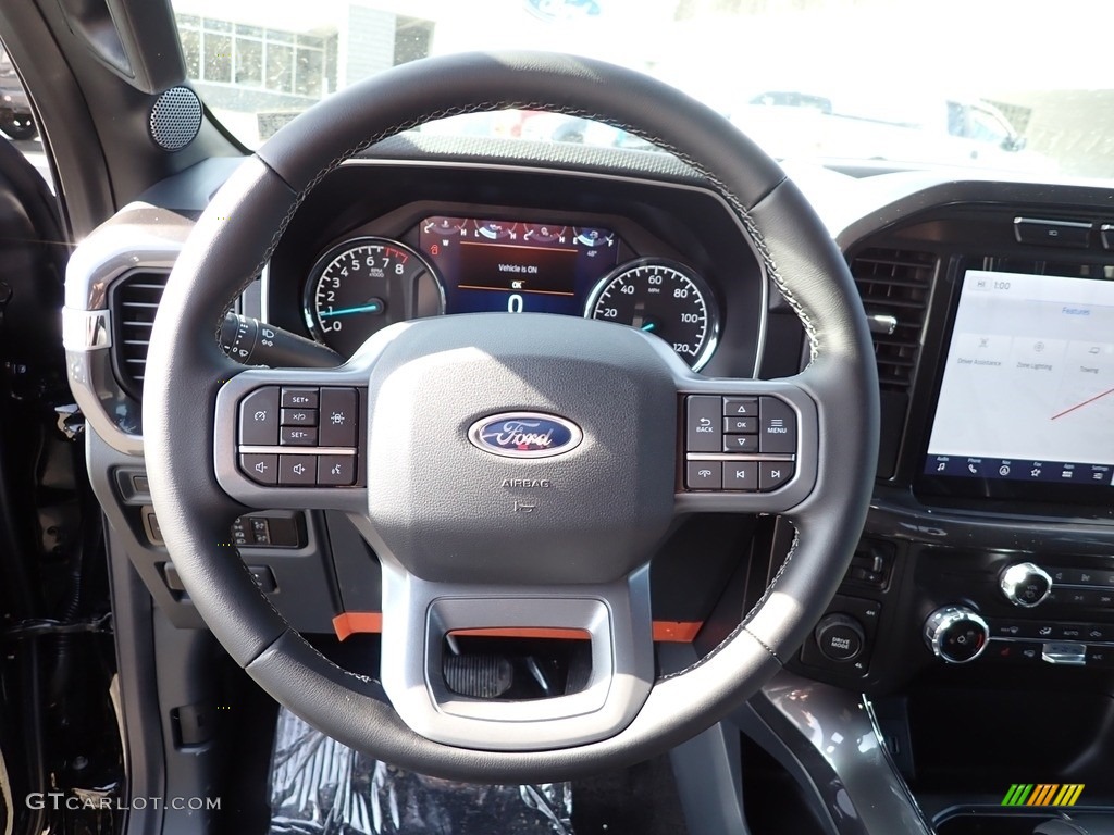 2023 Ford F150 XLT SuperCrew 4x4 Black Steering Wheel Photo #145604970