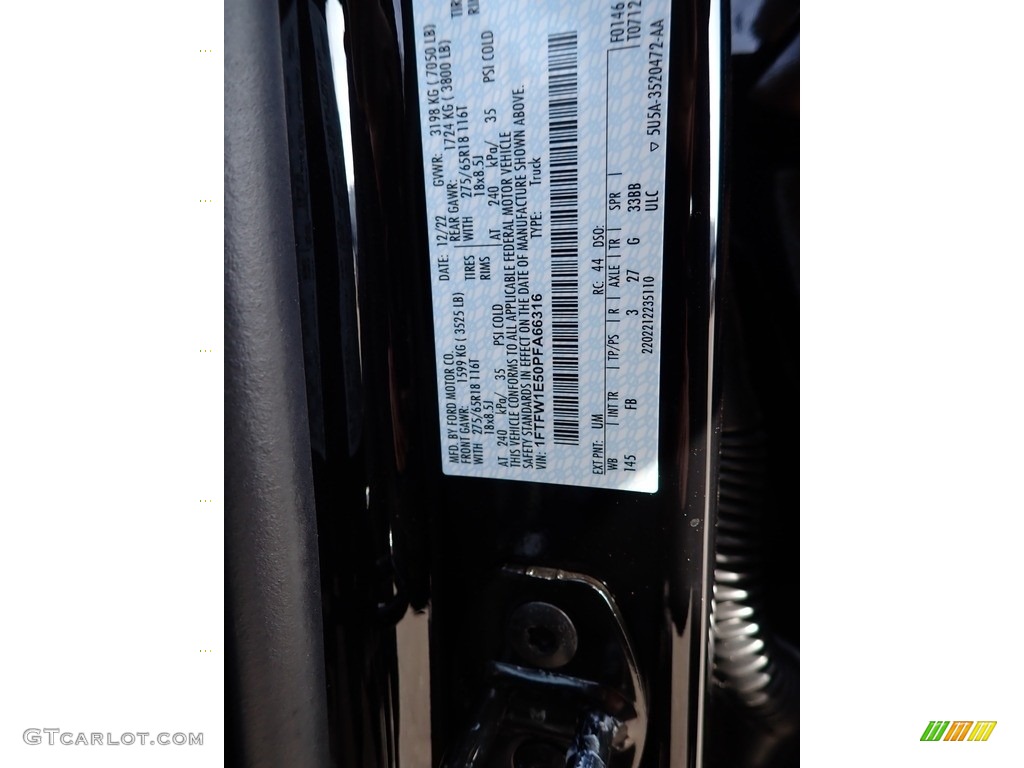 2023 F150 Color Code UM for Agate Black Metallic Photo #145604982