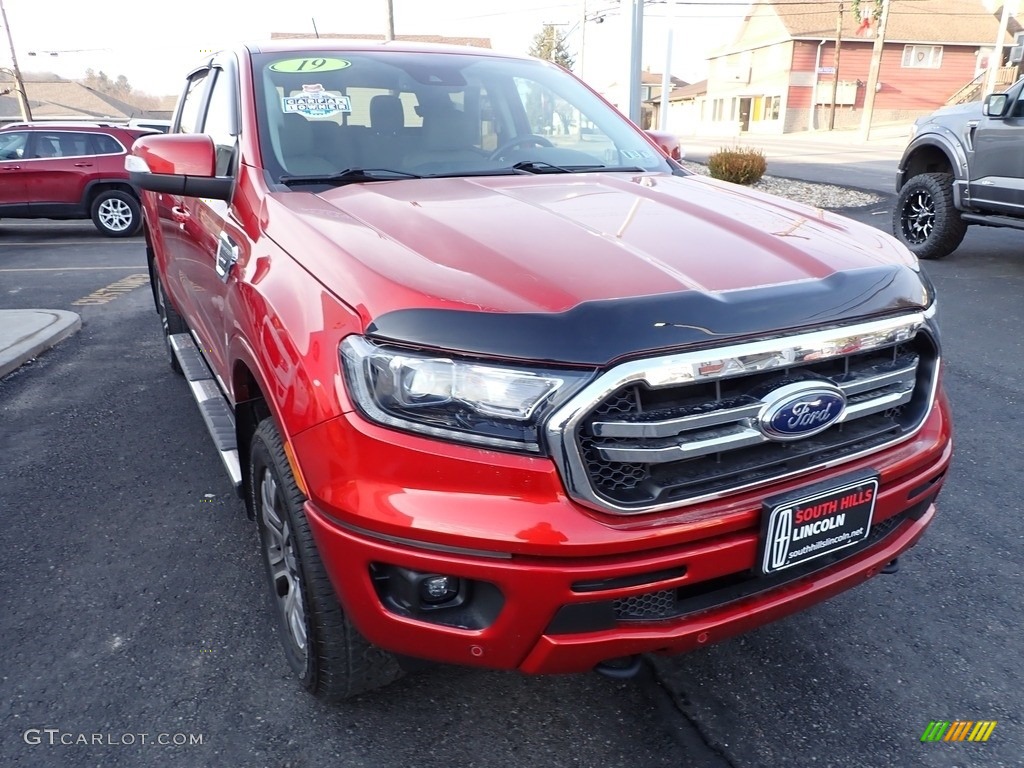 2019 Ranger Lariat SuperCrew 4x4 - Hot Pepper Red Metallic / Medium Stone photo #8