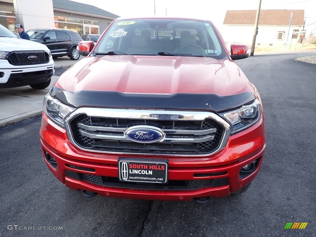 2019 Ranger Lariat SuperCrew 4x4 - Hot Pepper Red Metallic / Medium Stone photo #9